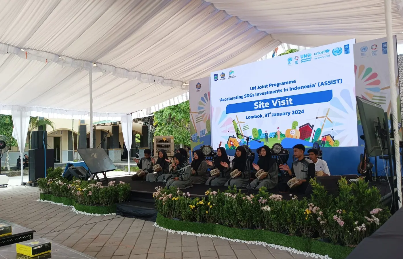 Panggung dan LED videotron untuk kegiatan site visit di Lombok